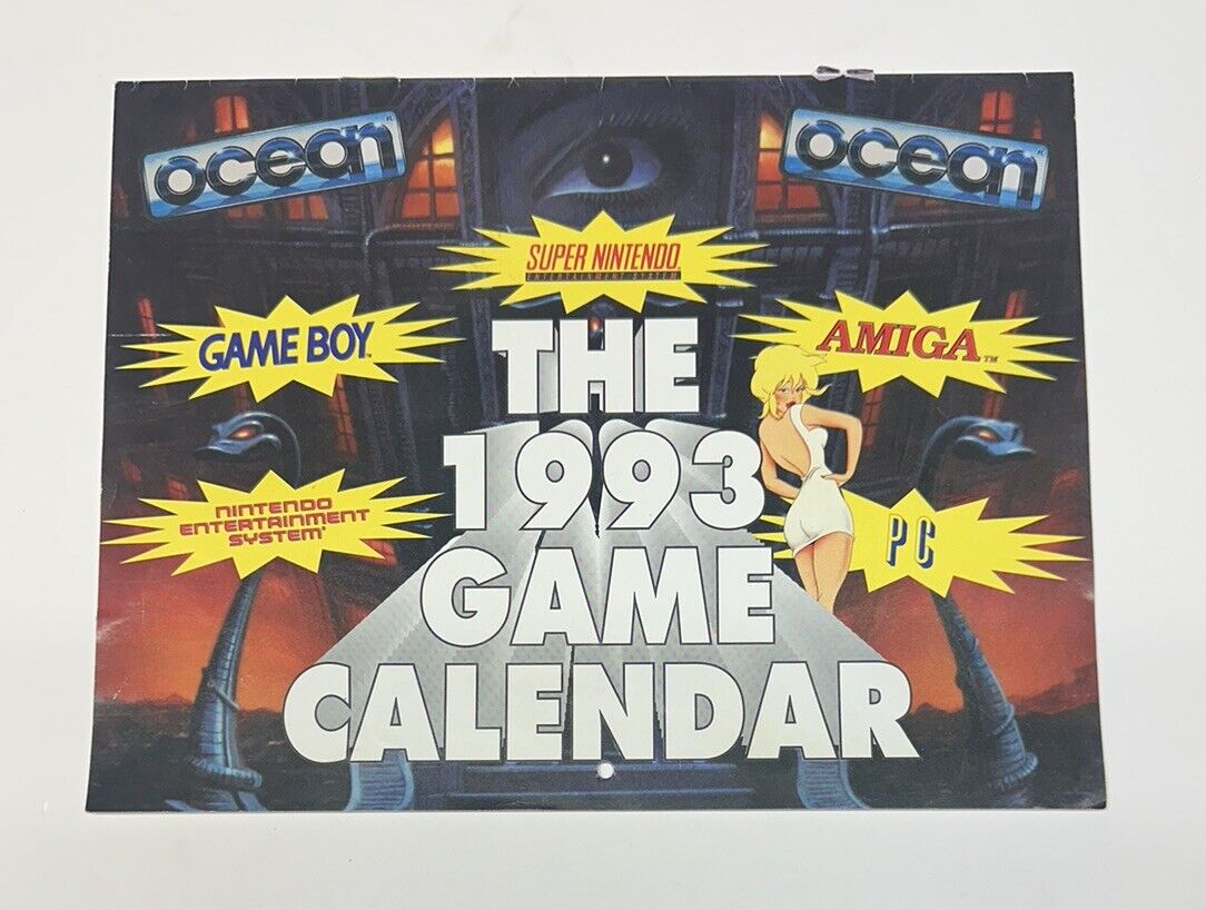 Vintage 1993 Super Nintendo Game Calendar January To June
