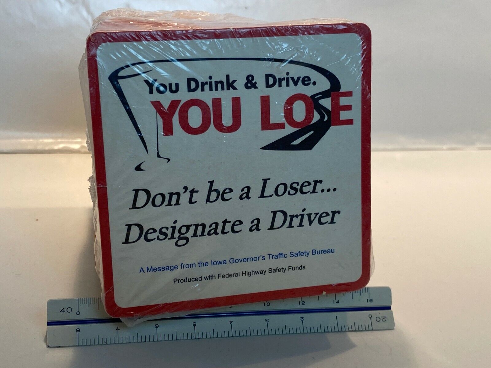 Vintage Drink & Drive you lose Designate a Driver Iowa Traffic Safety Coasters