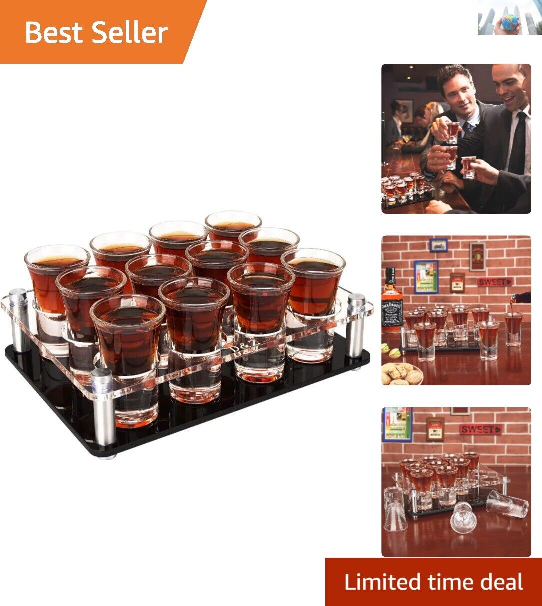 Modern Shot Glass Set of 12 with Scratch-Resistant Tray - Versatile Drinkware