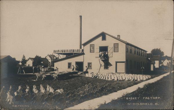 RPPC Middlefield,OH Basket Factory Geauga County Ohio W.E. Thwing Postcard