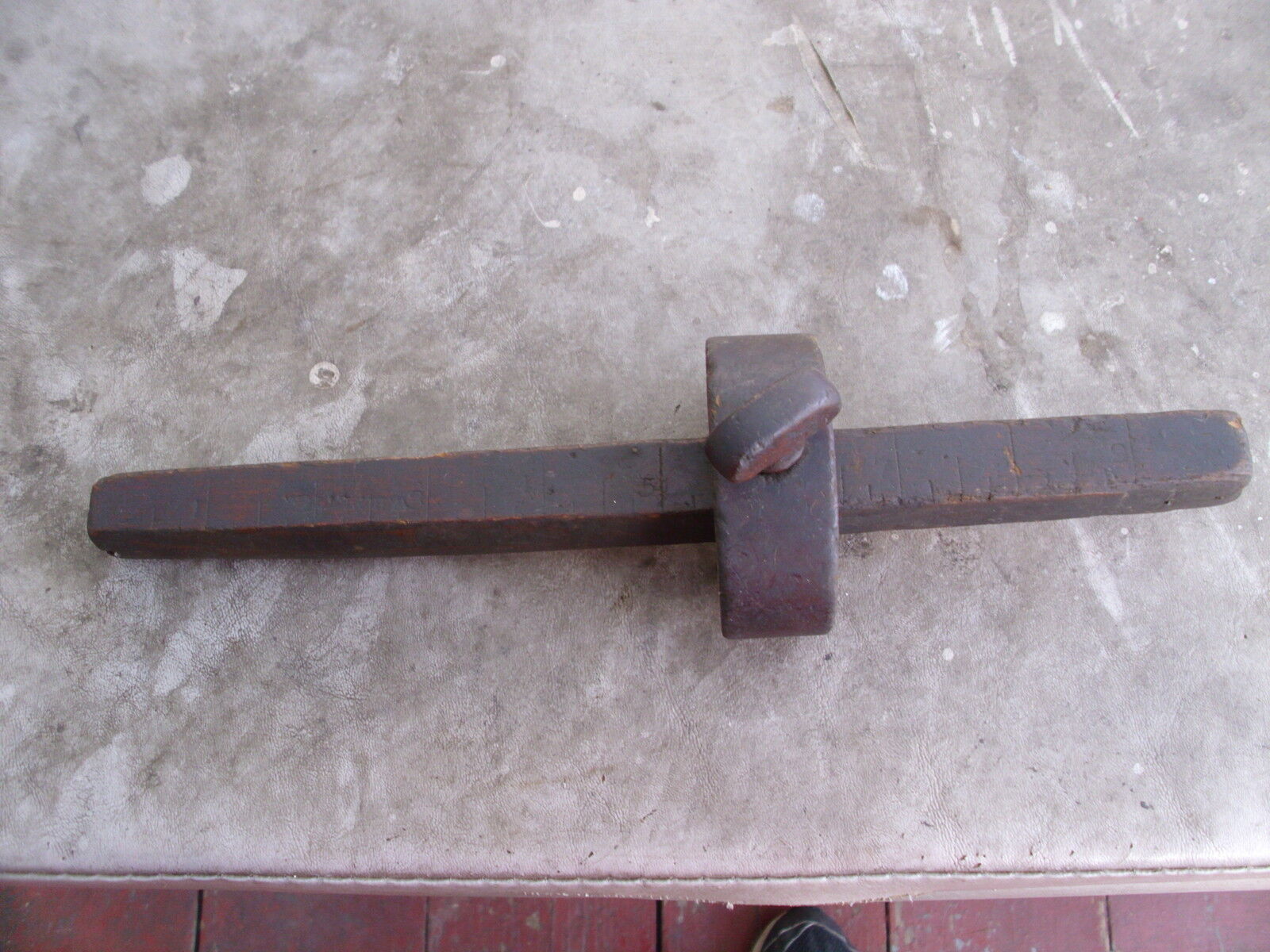 vintage carpenters tool-scribing gauge woodworking tool -very old-primitive 