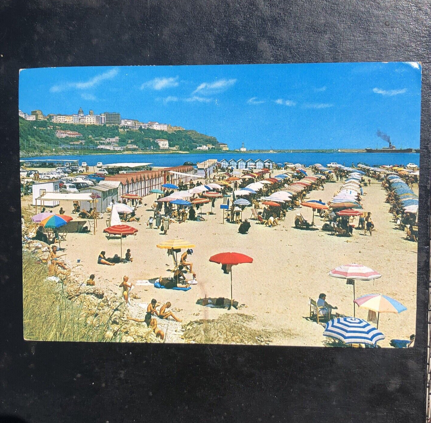 Vtg Italian Post Card. Ortona Beach, Region Of Abruzzo. Written 1977. w/ Stamp