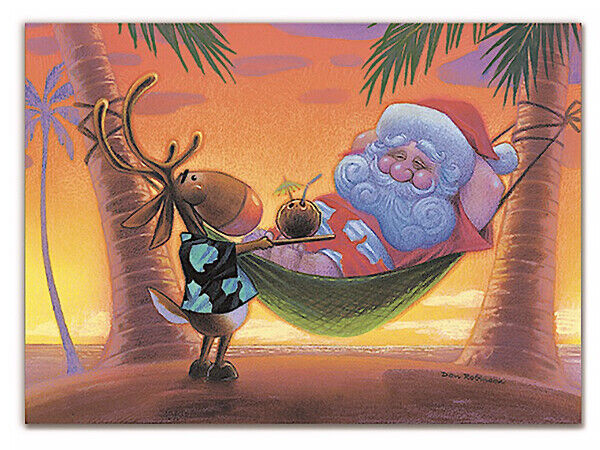 Hawaiian Christmas 10 Pack Cards Santa ReinDeer Holidays Hawaii Mele Kalikimaka