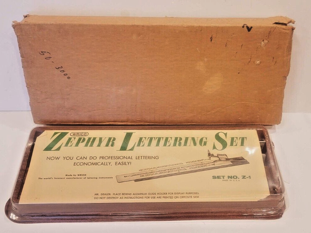 Zephyr Vintage Lettering Set No. Z-1  Storage Box Wrico USA Made