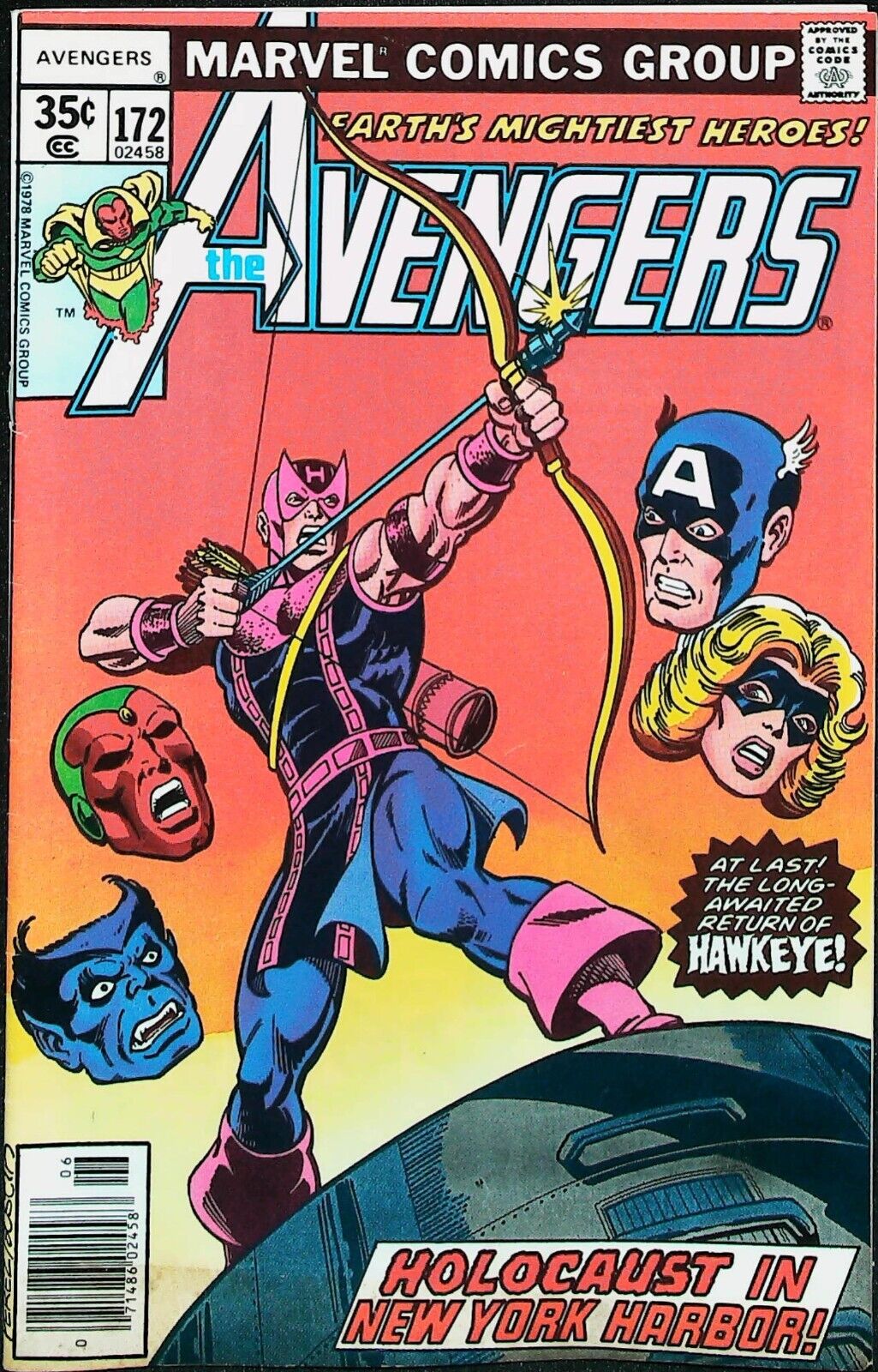 Avengers #172 Vol 1 (1978) KEY ISSUE *Hawkeye Returns to the Team* - Fine-