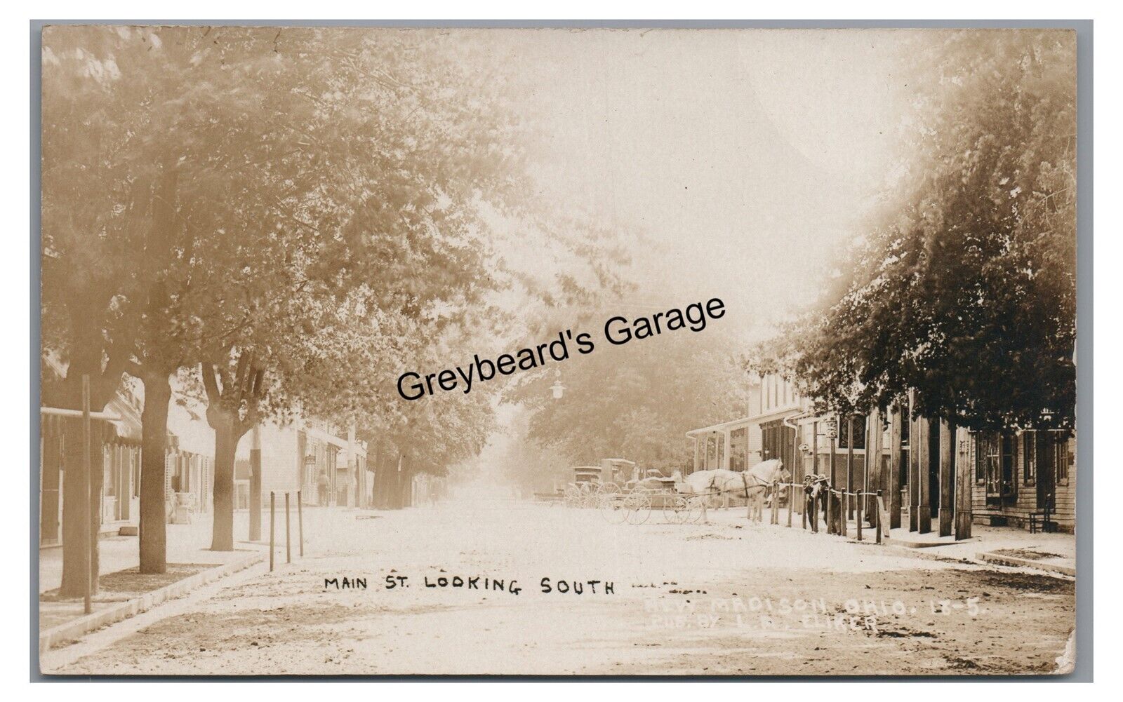 RPPC Main Street View Horse and Buggy NEW MADISON OH Ohio Real Photo Postcard