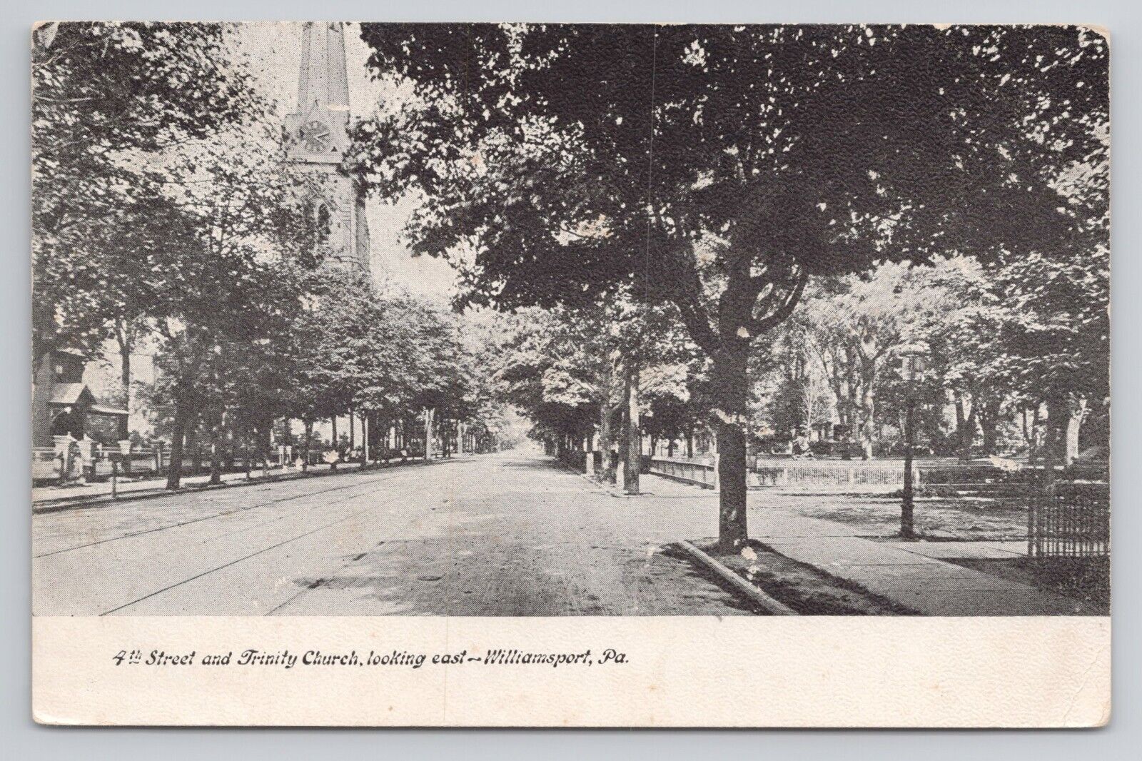 Street and Trinity Church Looking East Williamsport Pennsylvania 1905 Postcard