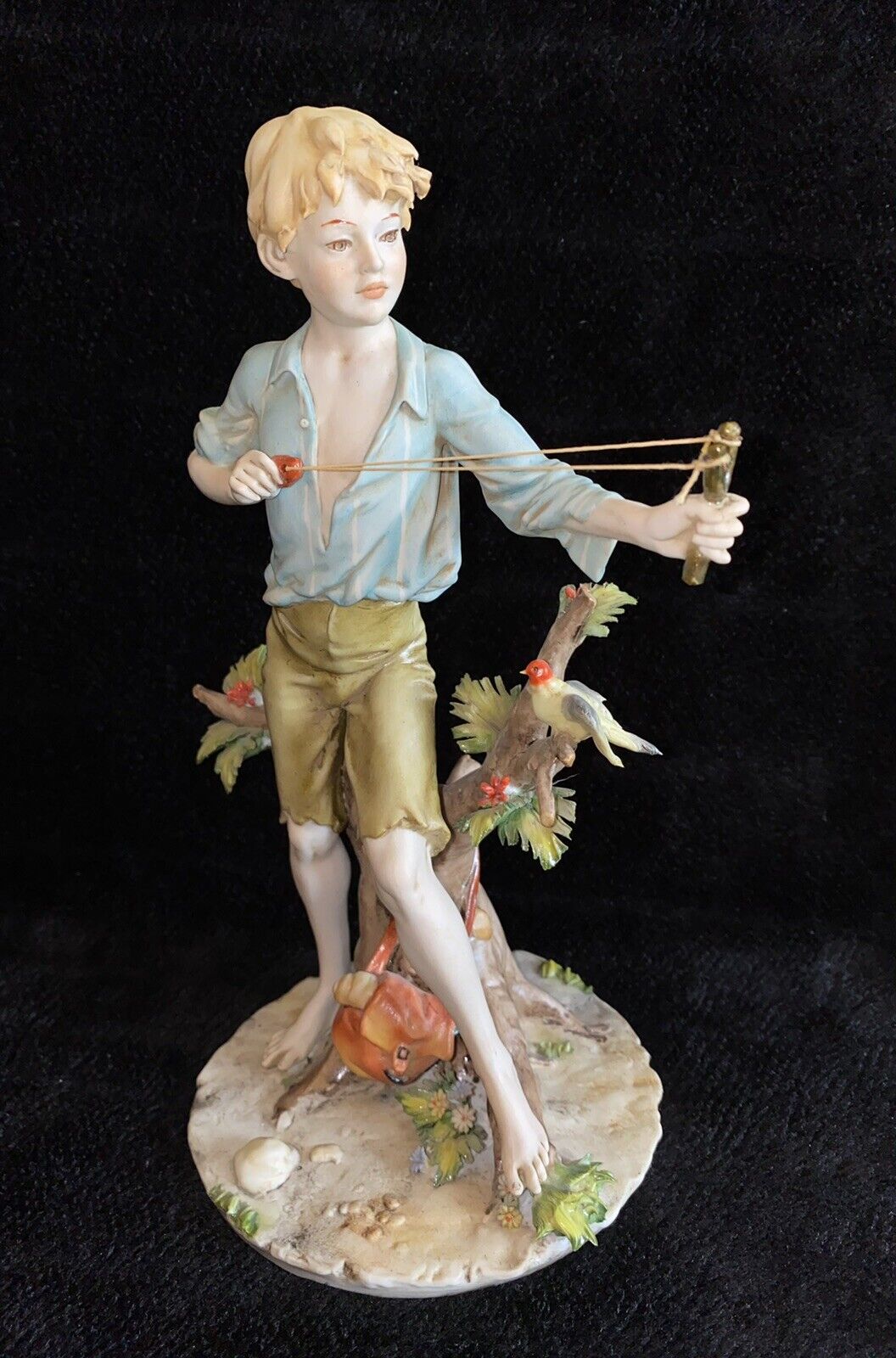 Rare Vintage Boy With Slingshot #711 Signed BENOCCHIO, Triade, Italy, MINT