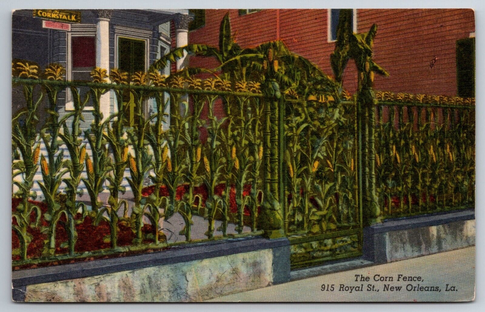 Vintage Postcard LA New Orleans Corn Fence Royal Street -12904