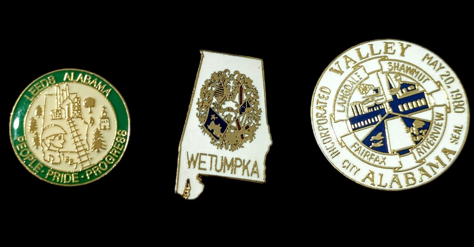 Lot Of (3) Vintage State Of Alabama Lapel Pins
