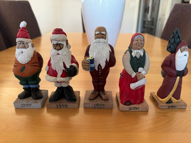 Dave Constantine Rustic Santa Claus Gnome Christmas Sculpture Figurines Set of 5