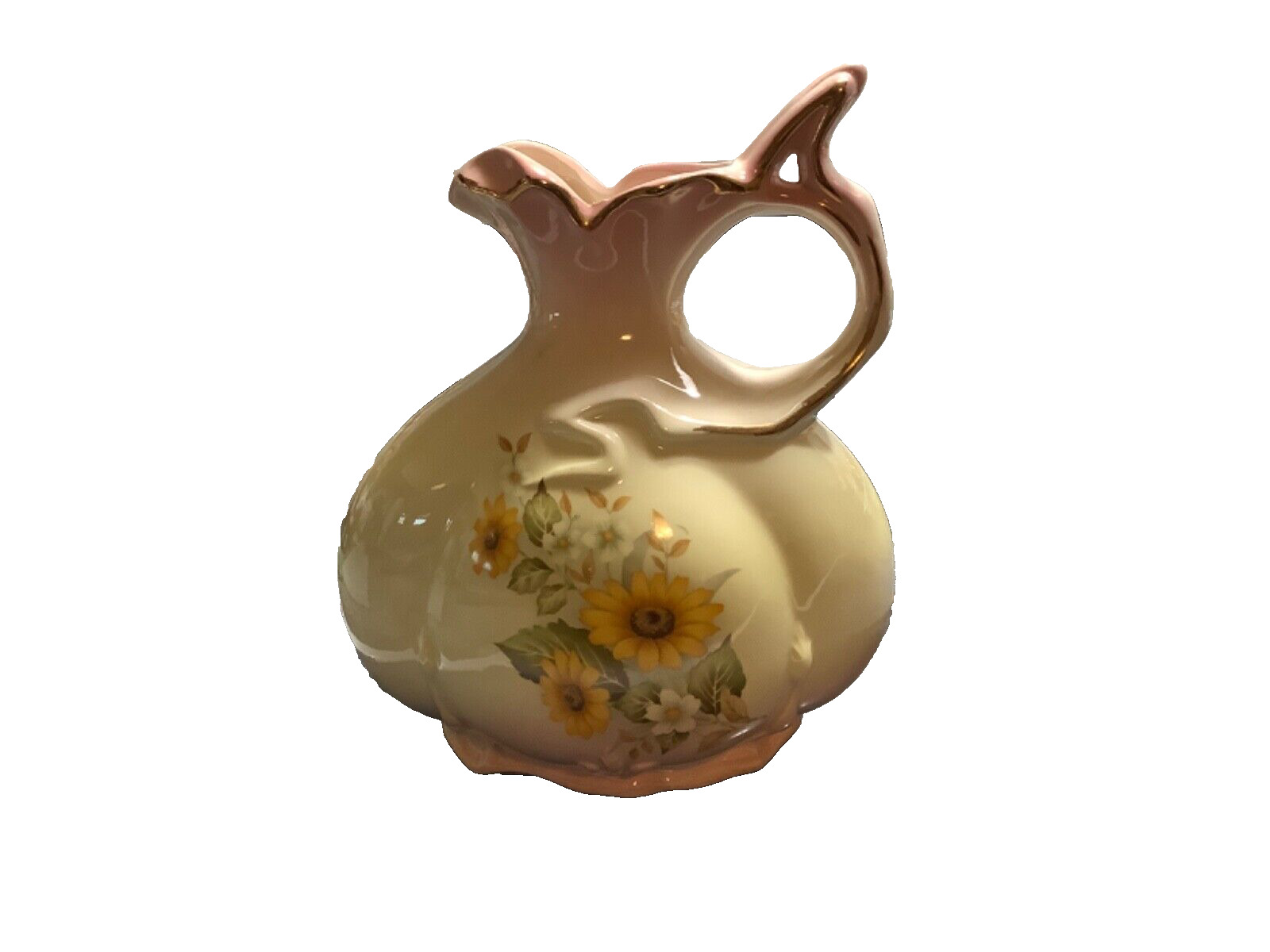RS prussian pitcher with handle with flower motif 8”