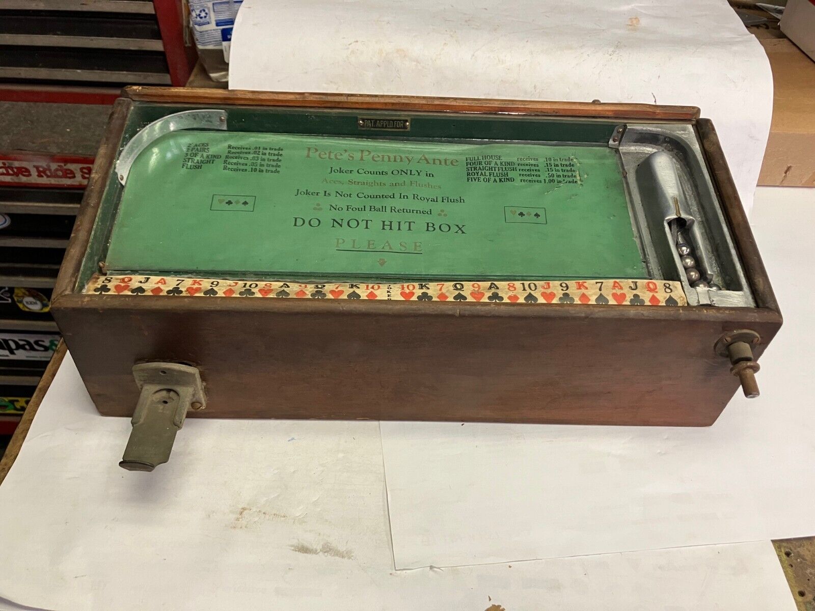 antique penny arcade pinball machine*PETE'SPENNY ANTE**1934 UNRESTORED**