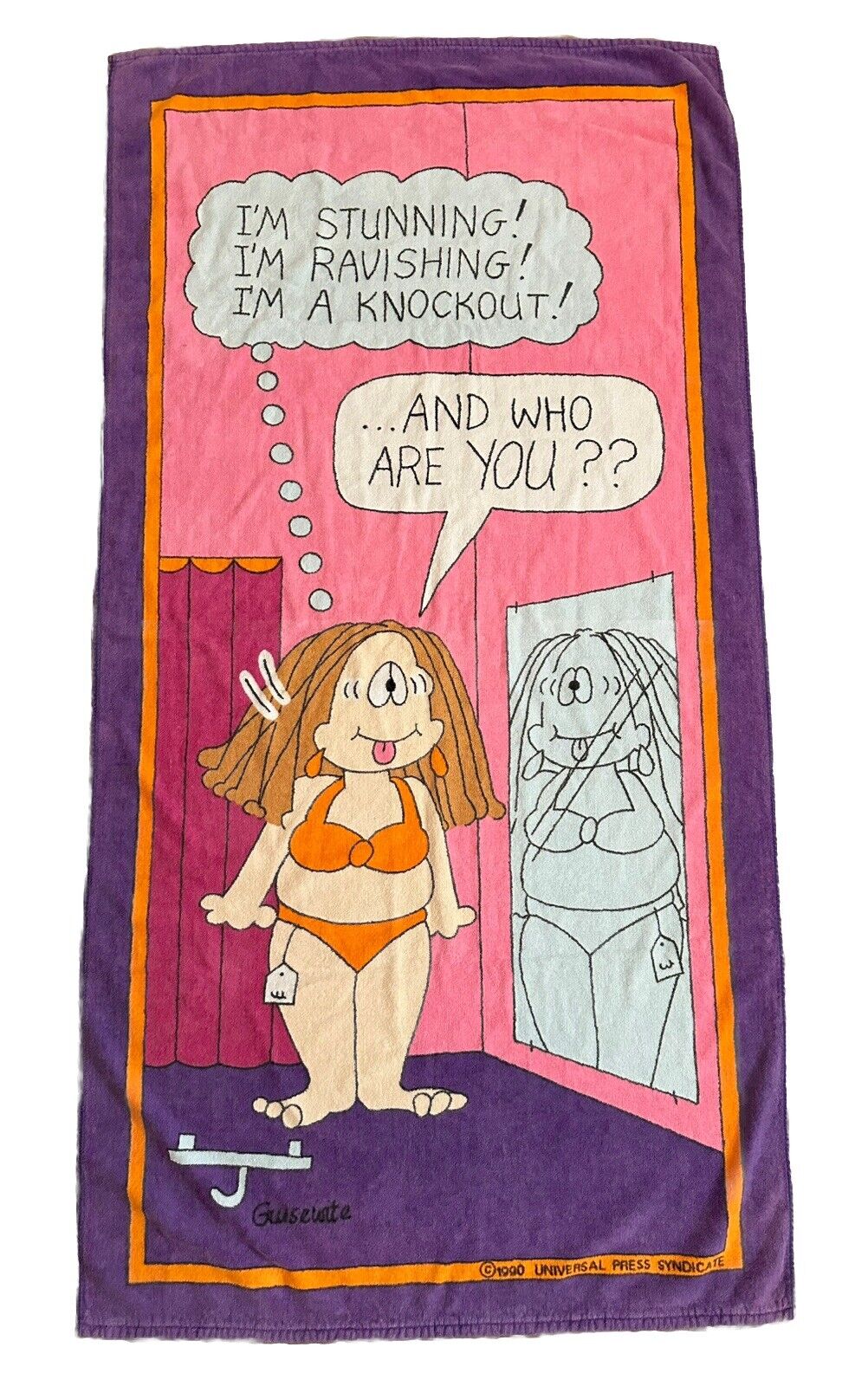 Vintage 1990 Cathy Guisewite Cartoon Funny Beach Towel