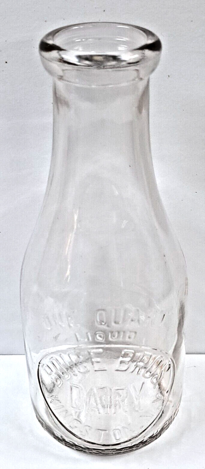 Vintage glass milk bottle BOICE BROS. DAIRY, Kingston, NY one quart size