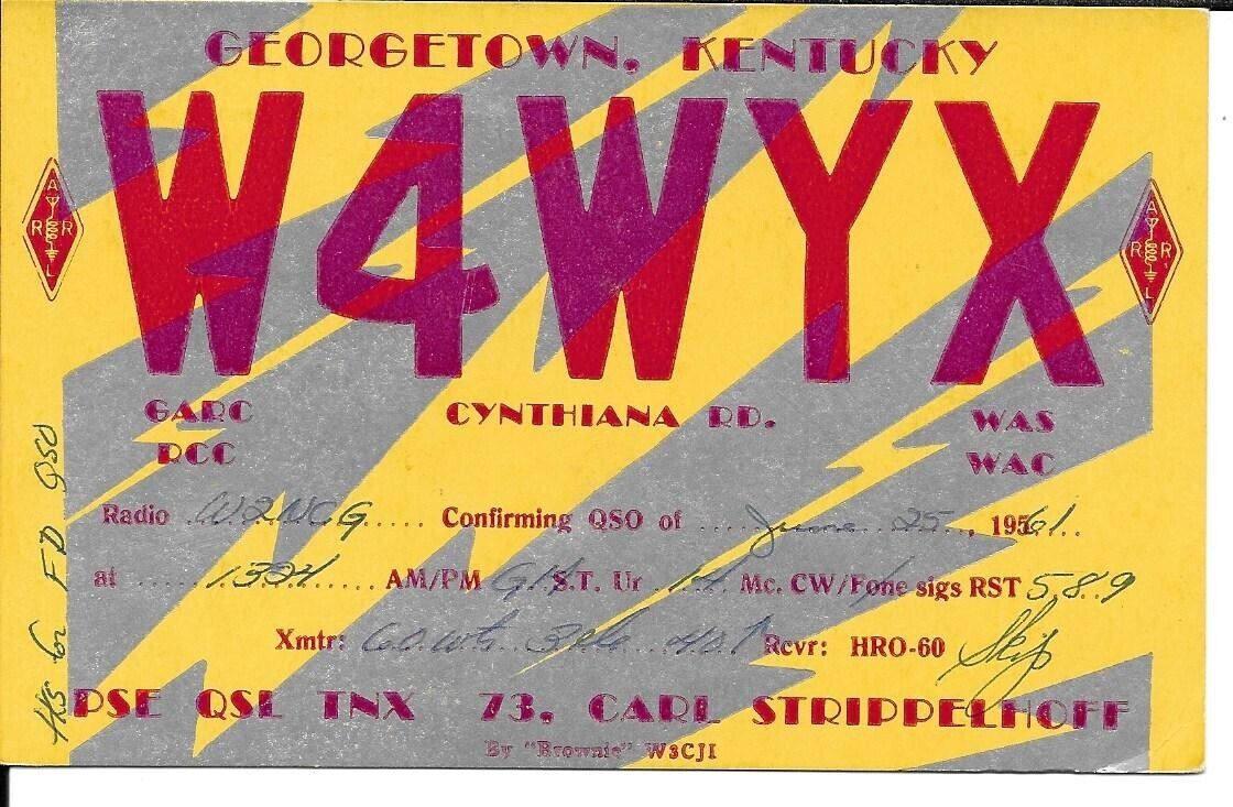 QSL  1961 Georgetown   Kentucky radio card