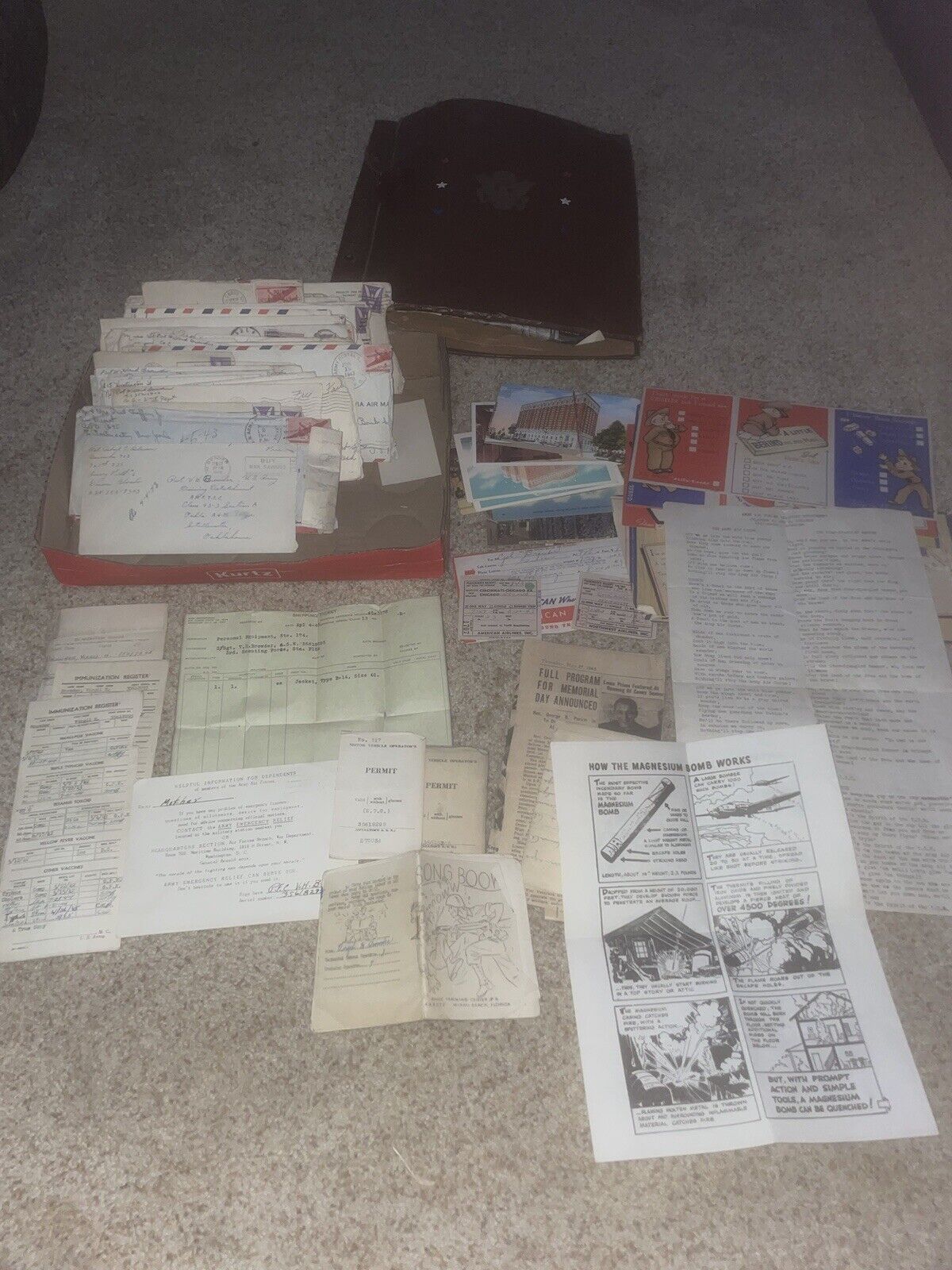 WWII Air Corps Letters Named Grouping Named Poster Ohio Scrapbook Ephemera Lot 