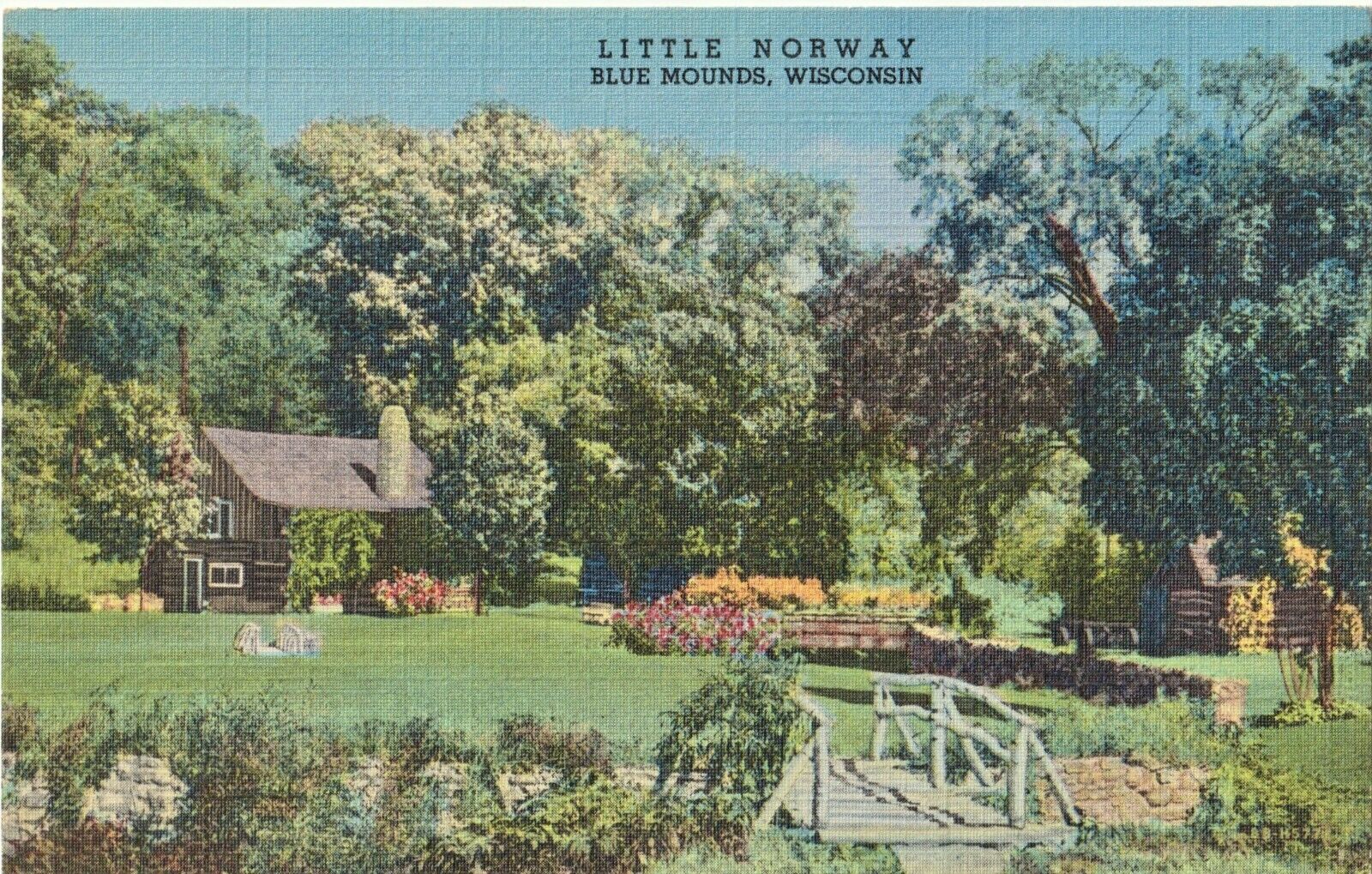 Little Norway, Blue Mounds, Wisconsin WI antique linen postcard unposted