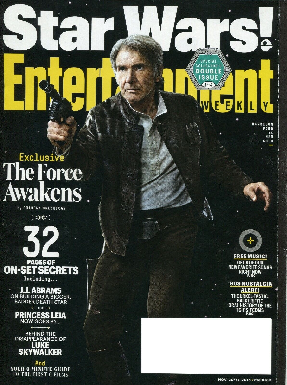 Entertainment Weekly Magazine November 20/27, 2015 - Harrison Ford, Star Wars