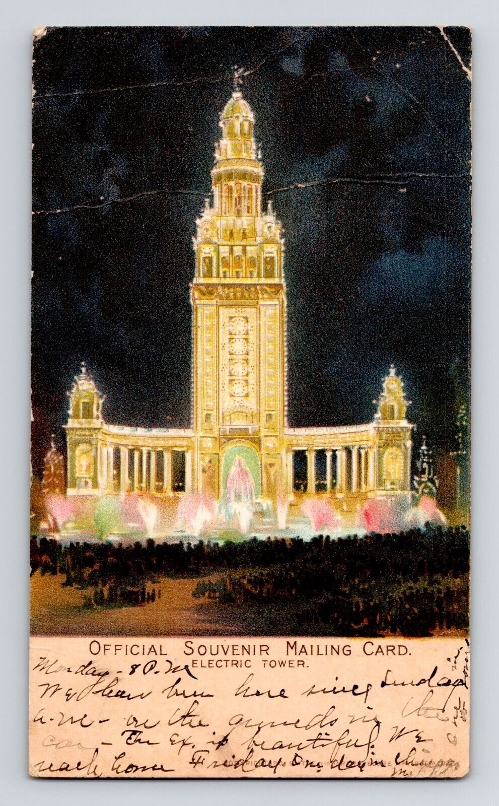 Vintage Postcard PMC Electric Tower 1901 Pan American Scott #279 Color Litho