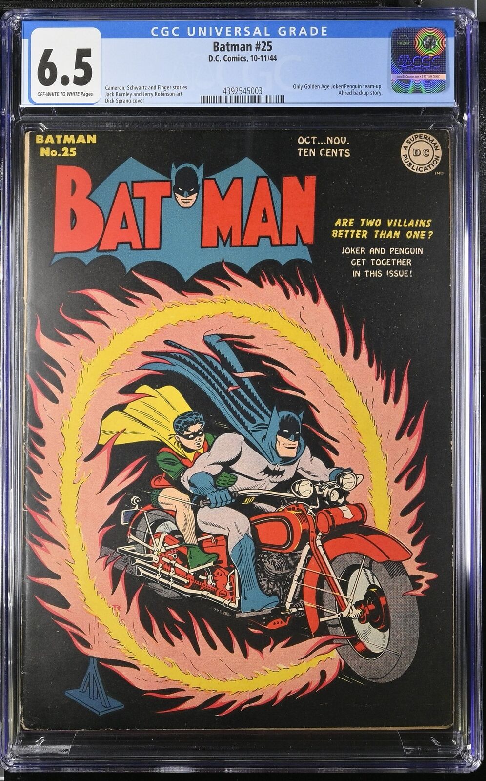 Batman #25 CGC FN+ 6.5 Off White to White Golden Age Joker/Penguin Story