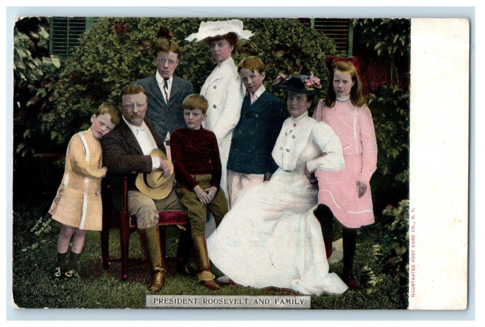 c1905 President Roosevelt And Family Unposted Antique Postcard