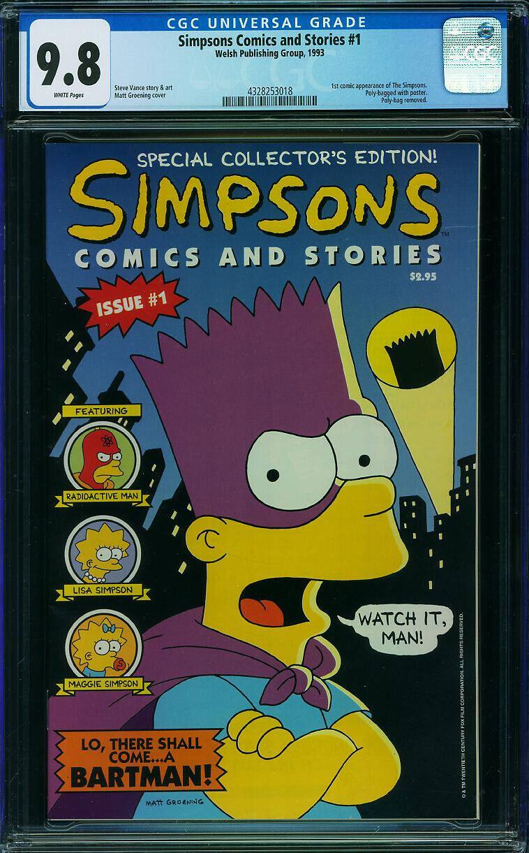 Simpsons Comics and Stories #1 CGC 9.8 (1993) First Comic App. Welsh Q5 418 cm