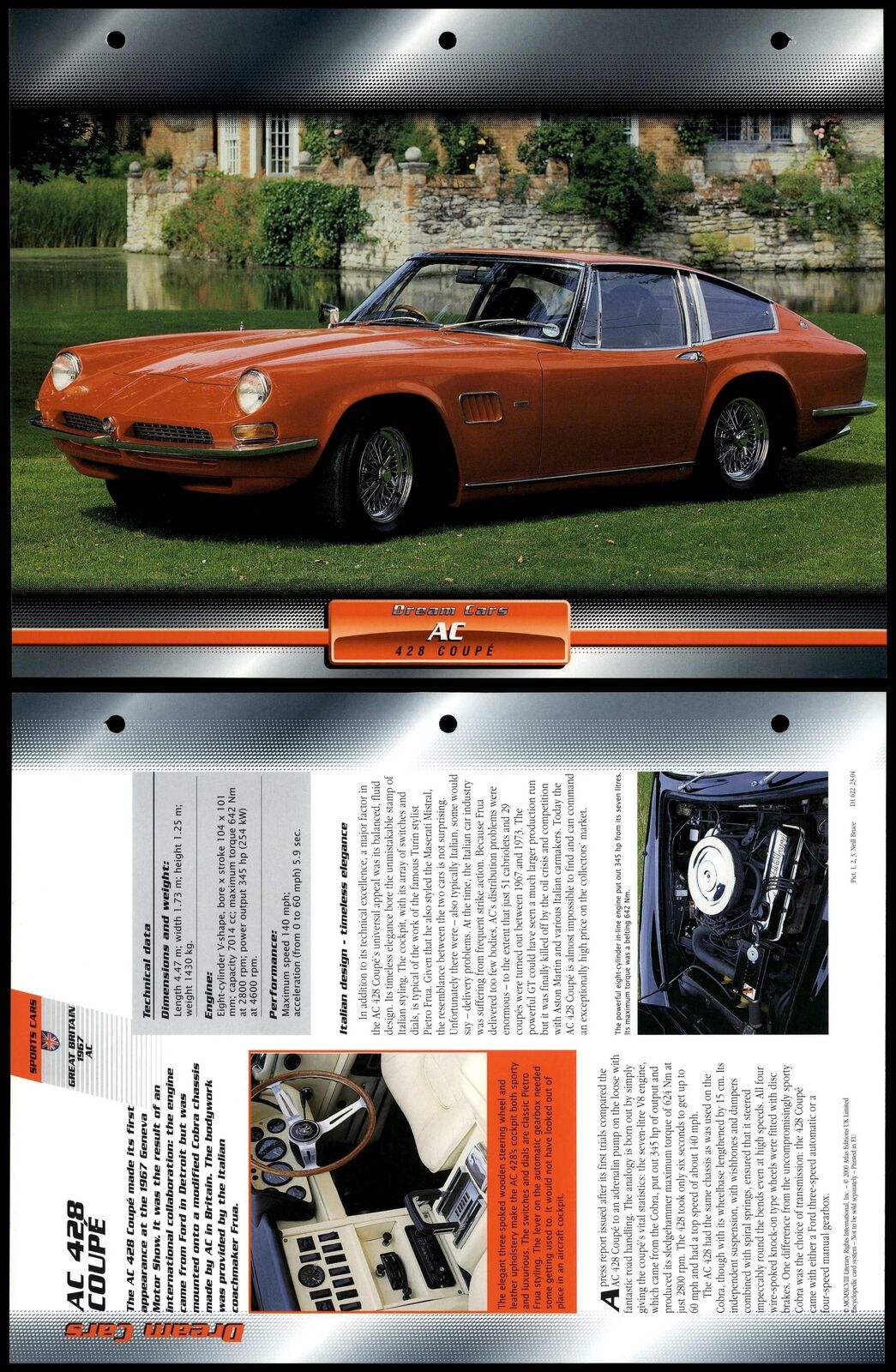 AC 428 Coupe - 1967 - Sports - Atlas Dream Cars Fact File Card