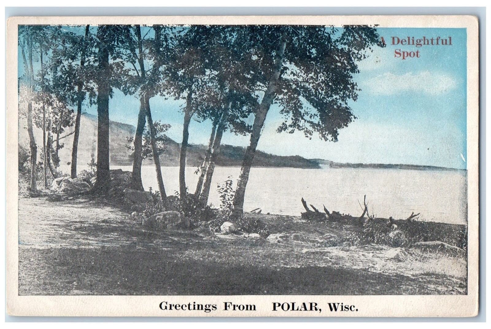 Polar Wisconsin WI Greetings A Delightful Spot Scenic View c1920\'s Antique Trees