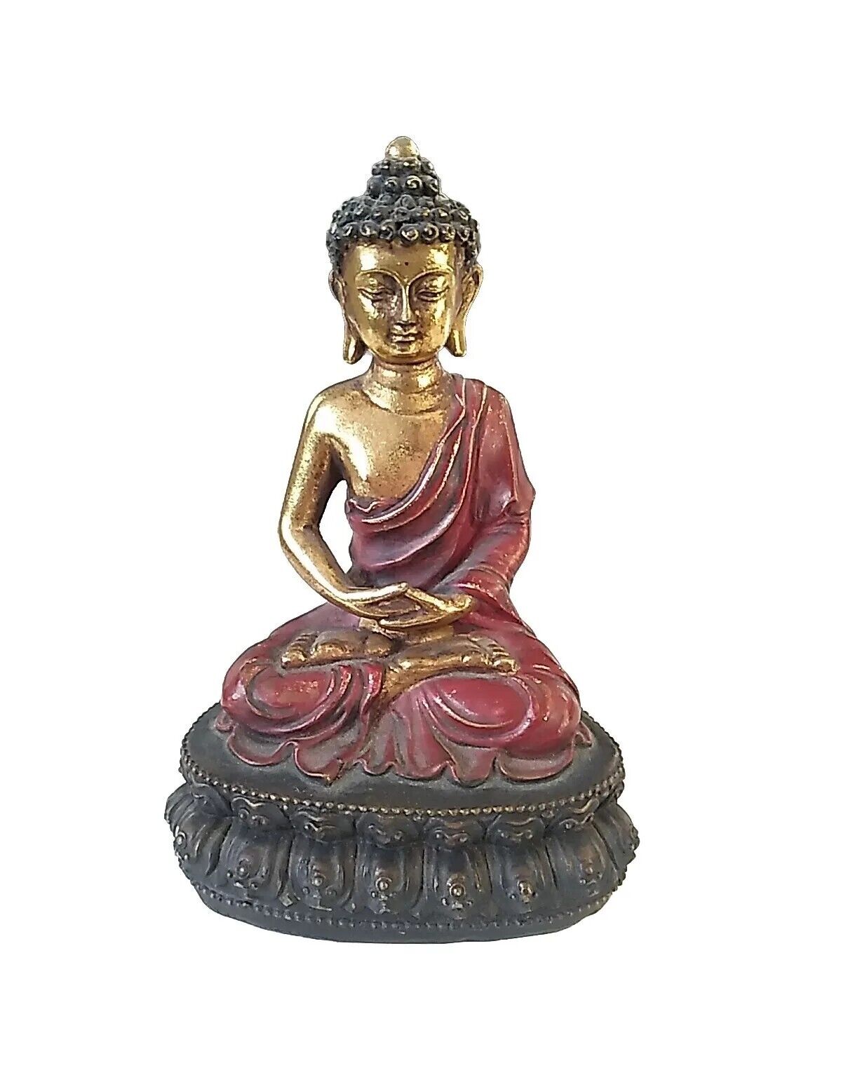 Buddha Meditating On Lotus Statue Figurine Resin 5.25 