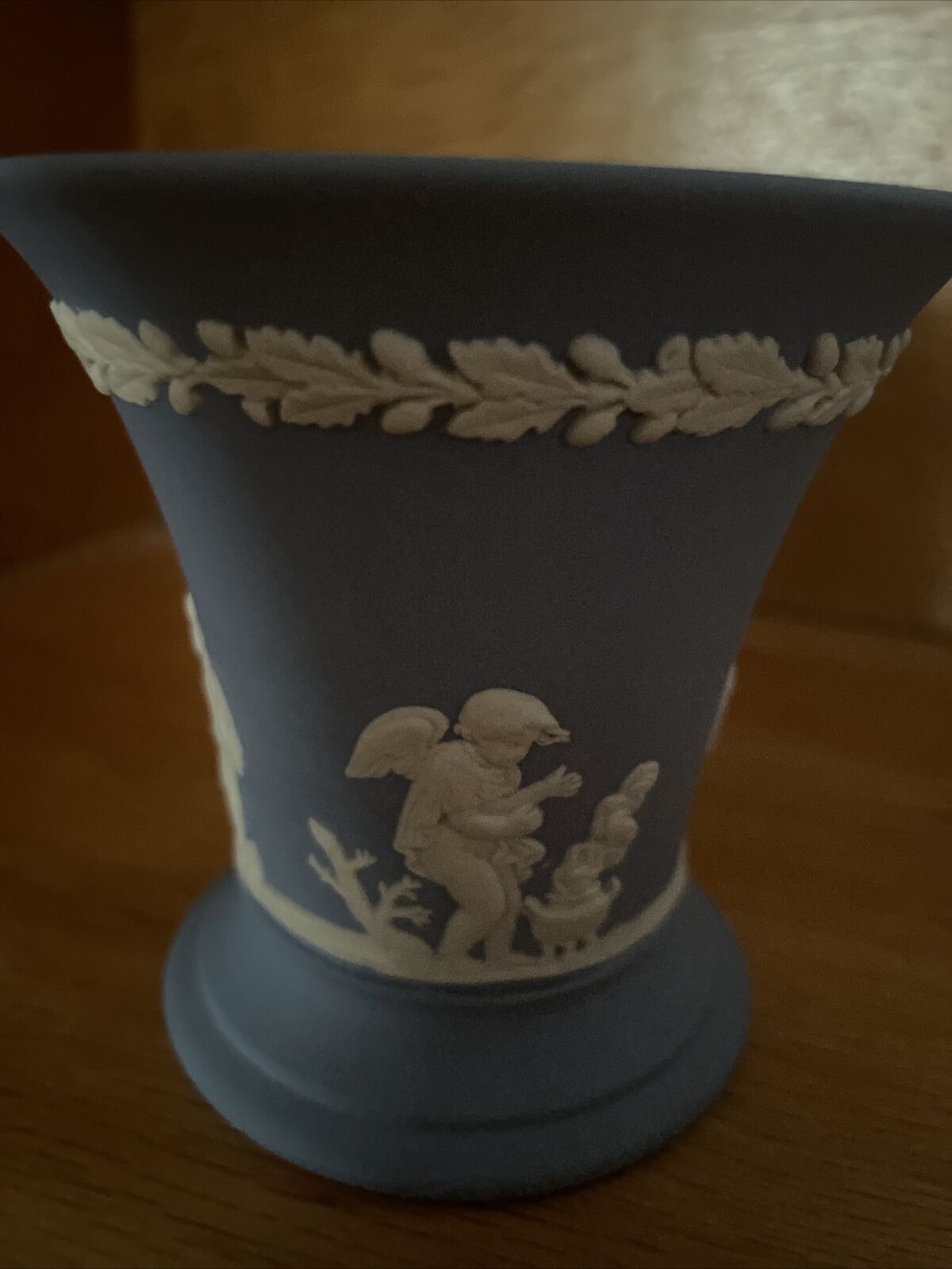 Wedgwood Blue Cherubs Angels 3 1/2” Mini Vase Vintage