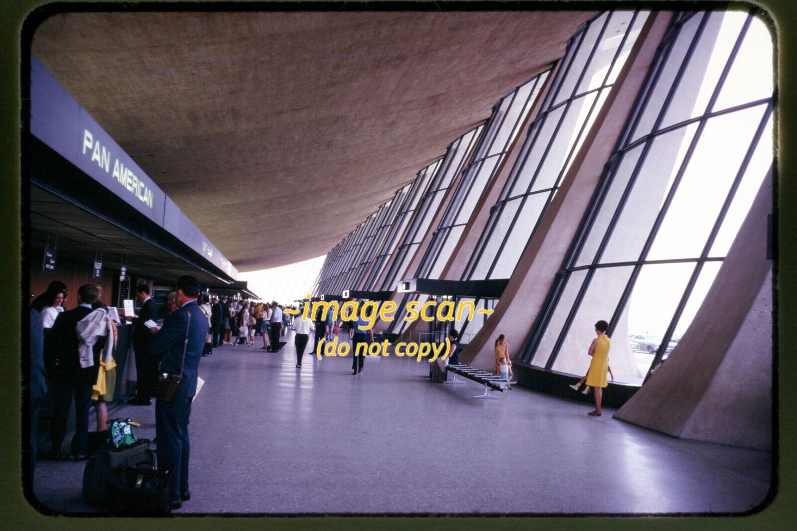 Pan Am Counter at Washington D.C. Dulles Airport in 1969, Original Slide p24a