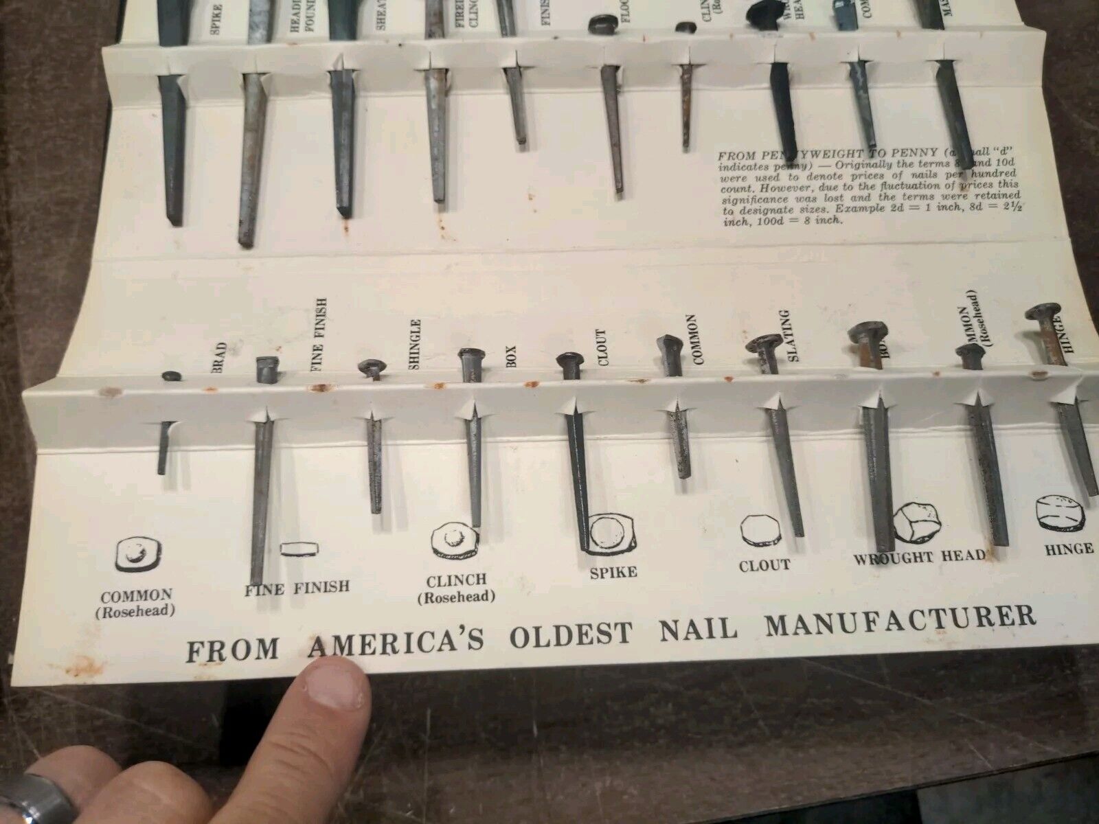Vintage Display Folder Old Fashioned Cut Nails 1819 from Tremont Nail Company