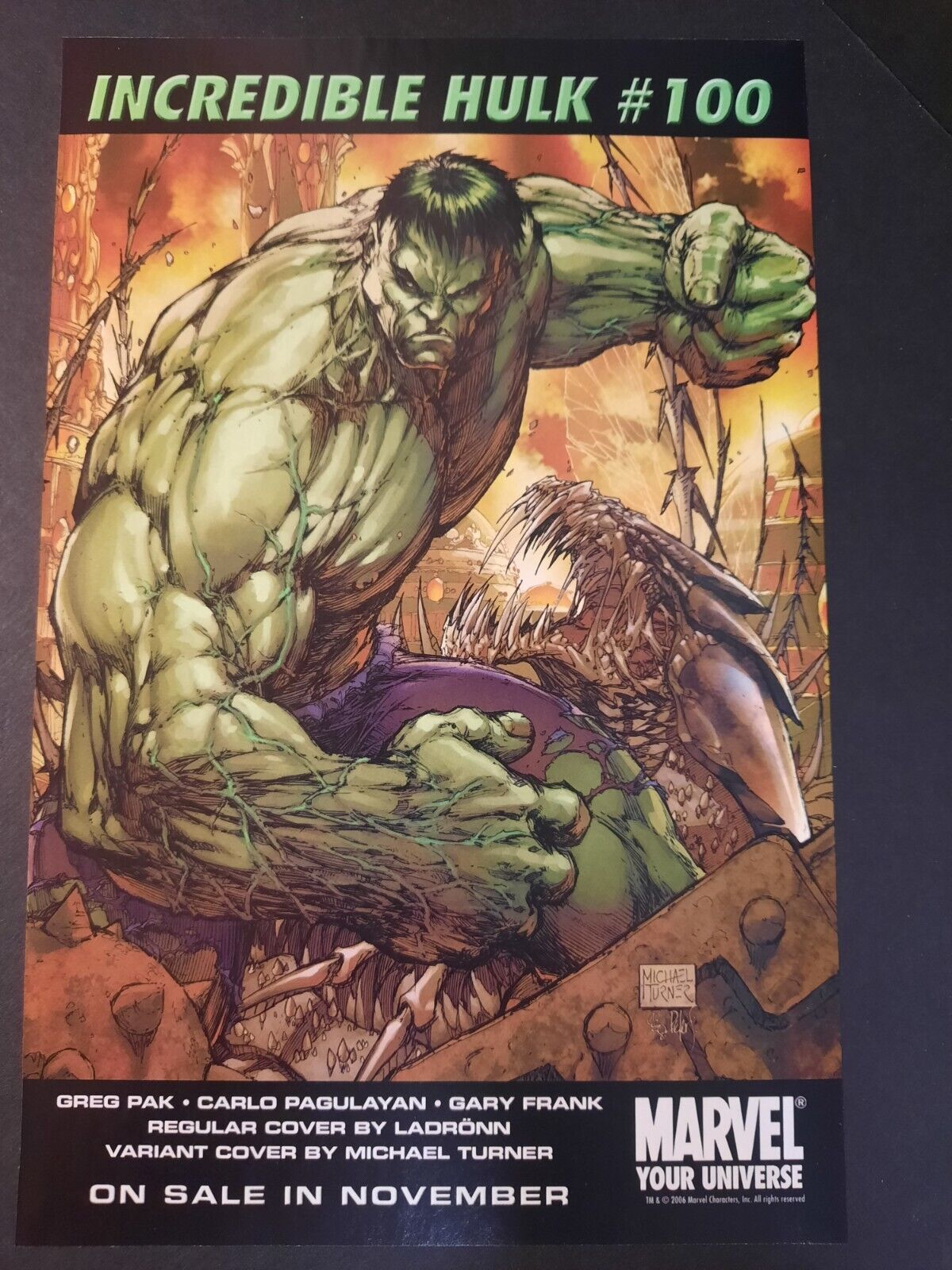 Marvel Comics INCREDIBLE HULK #100 Promo Art ~ Comic Page PRINT AD 2006