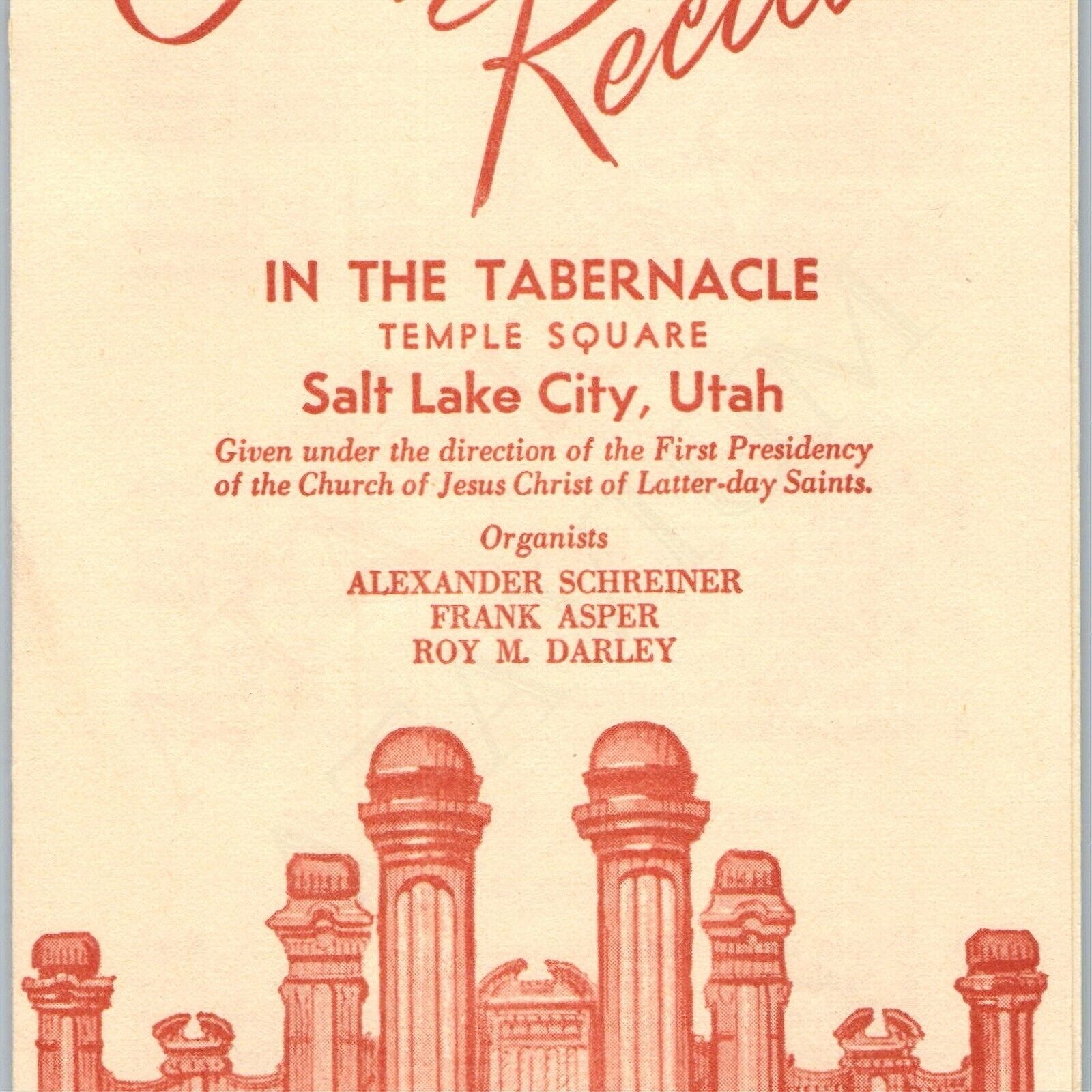 1957 Salt Lake City UT Mormon Tabernacle Organ Recitals Program Brochure Song 3U