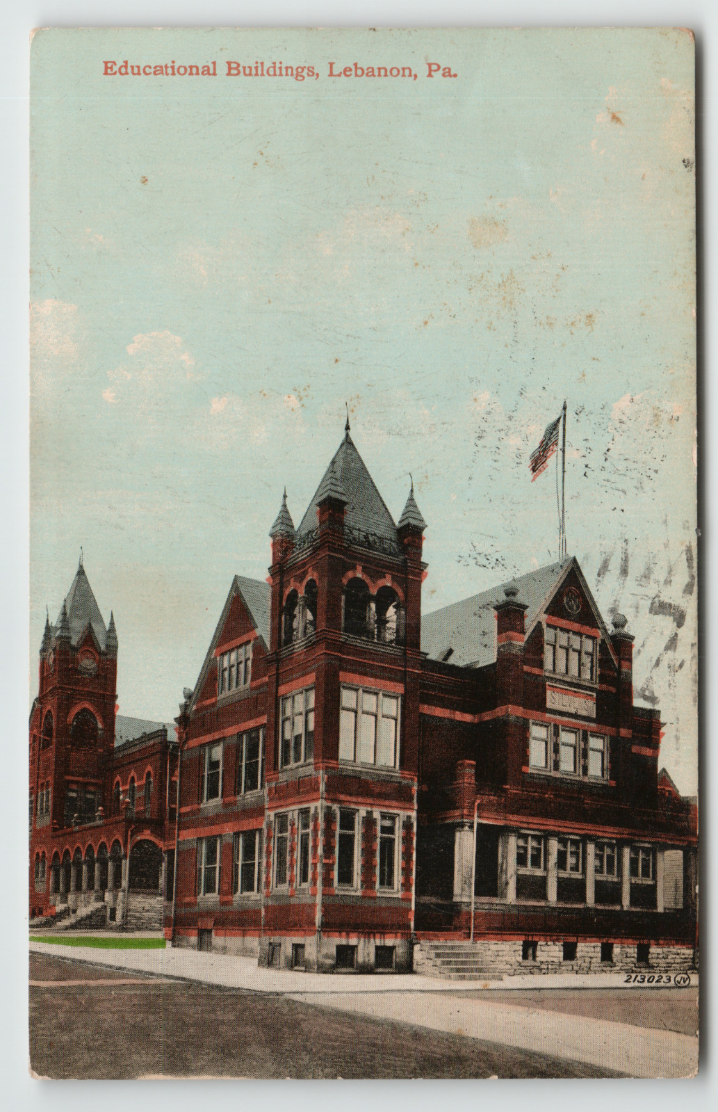 Postcard 1912 Stevens Elementary School on Tenth & Willow Sts. in Lebanon, PA