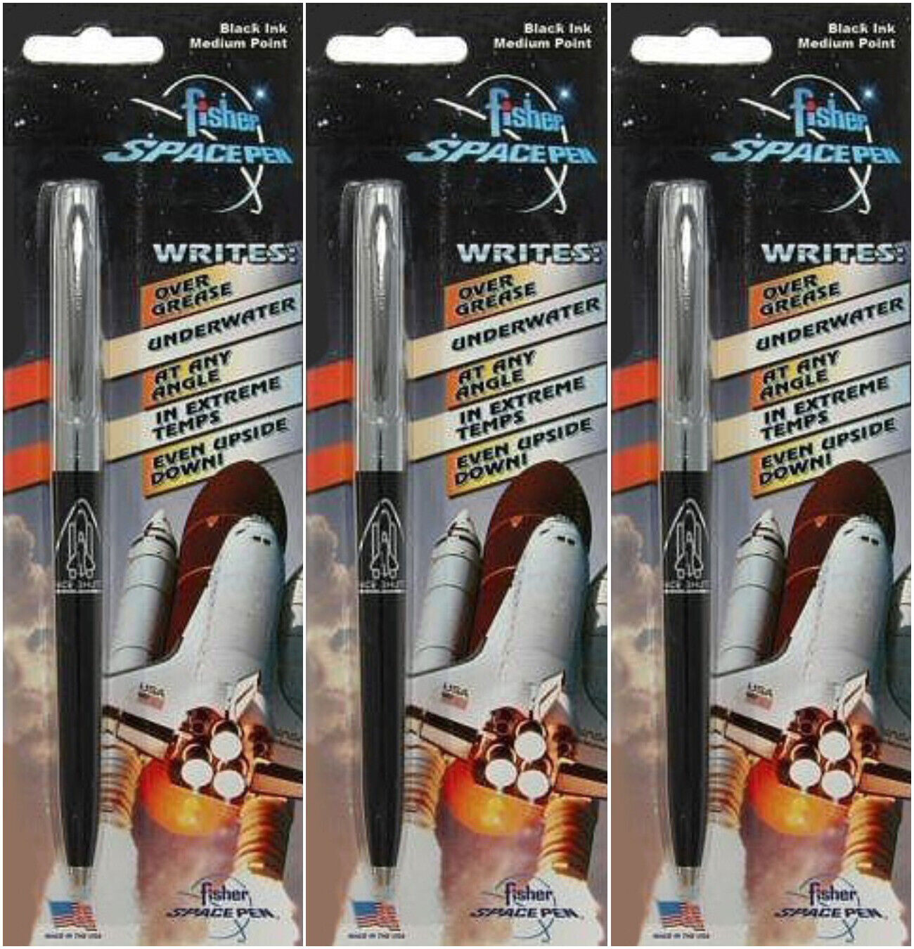 3 pack Fisher Cap-O-Matic Space Pen with Space Shuttle Logo - Best Buy 