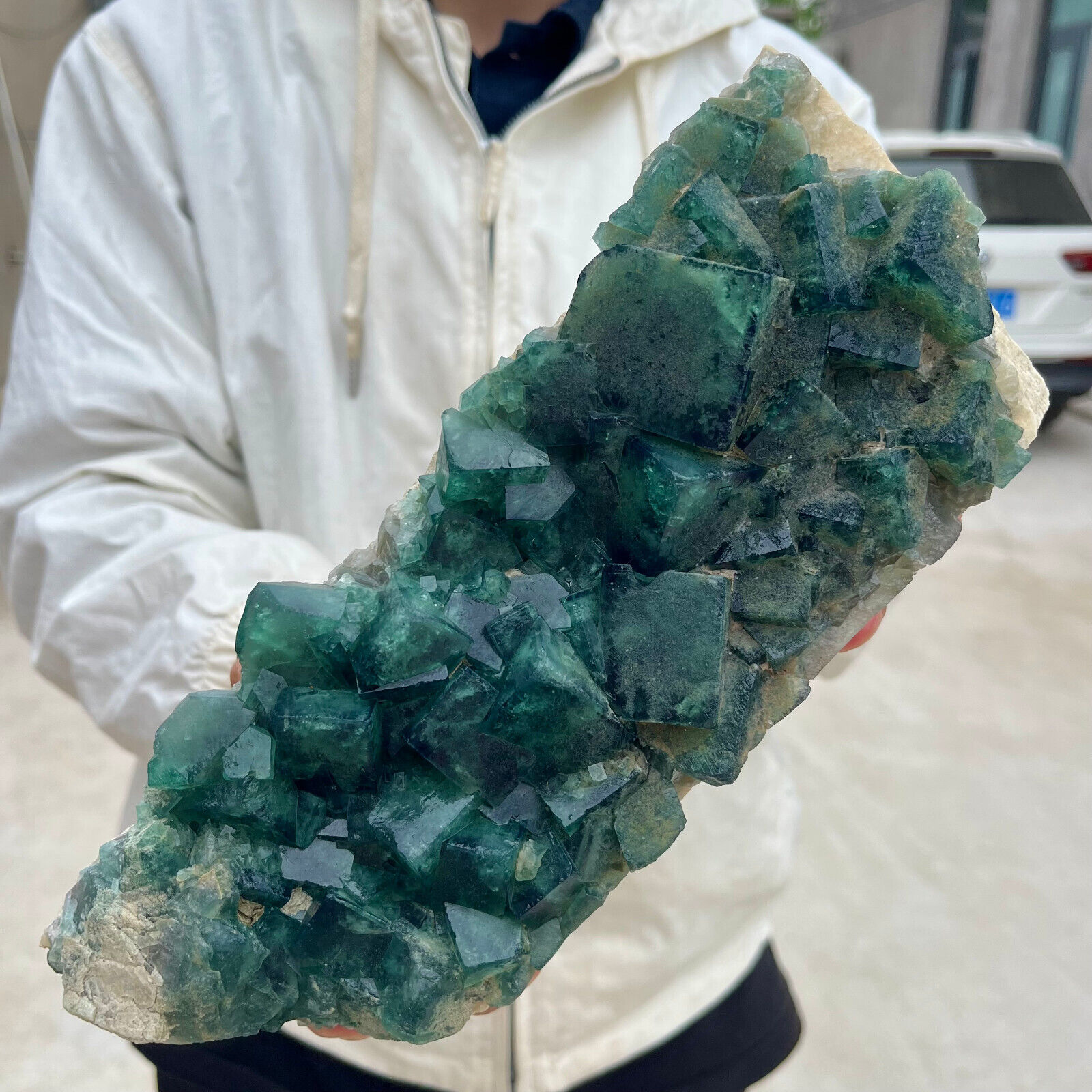 6lb Large NATURAL Green Cube FLUORITE Quartz Crystal Cluster Mineral Specimen