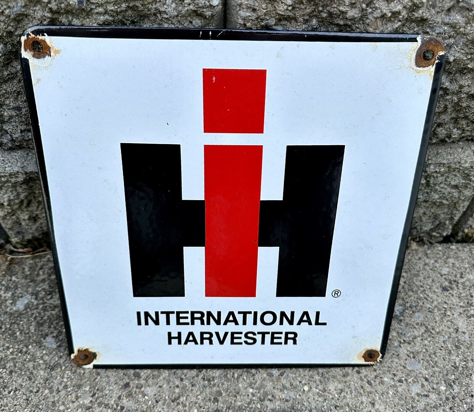 Vintage IH International Porcelain Metal Gas Oil Tractor Farm Caterpillar Sign