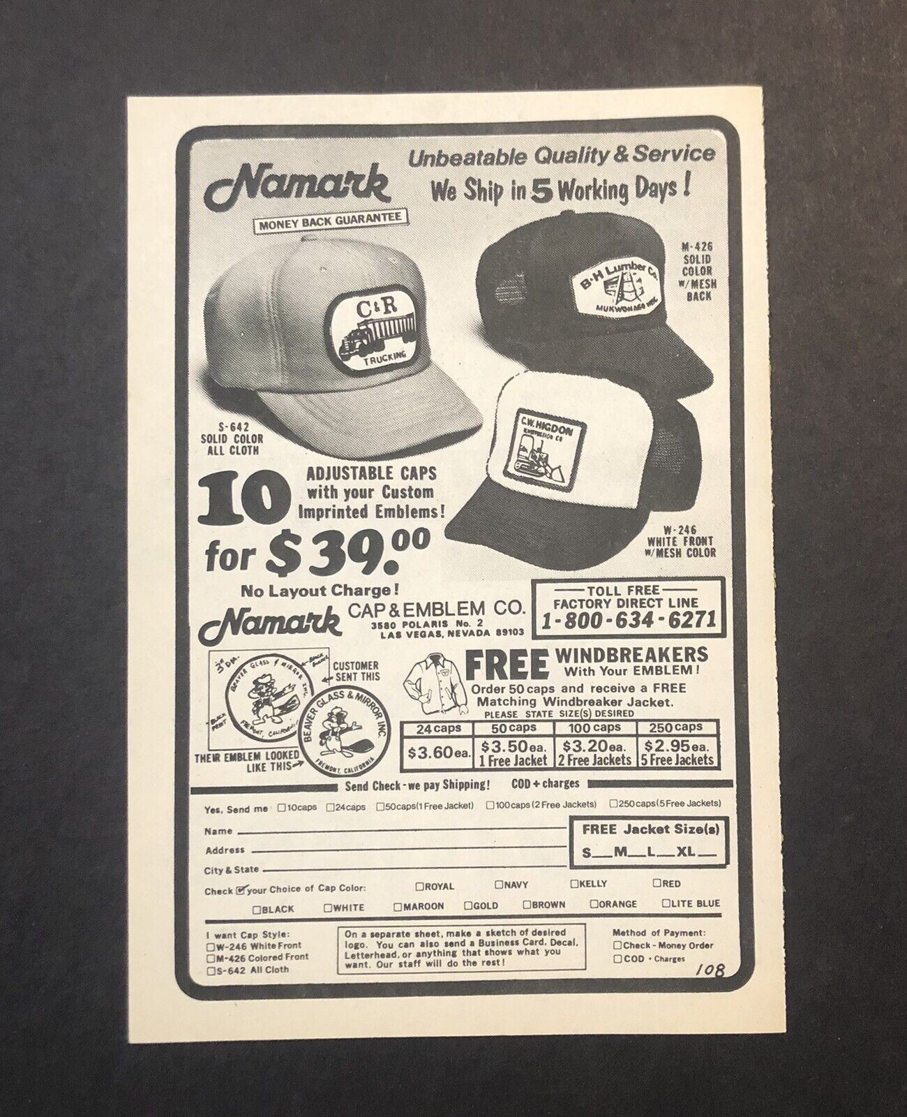 1980’s Namark Truckers Caps TV Guide Magazine Ad