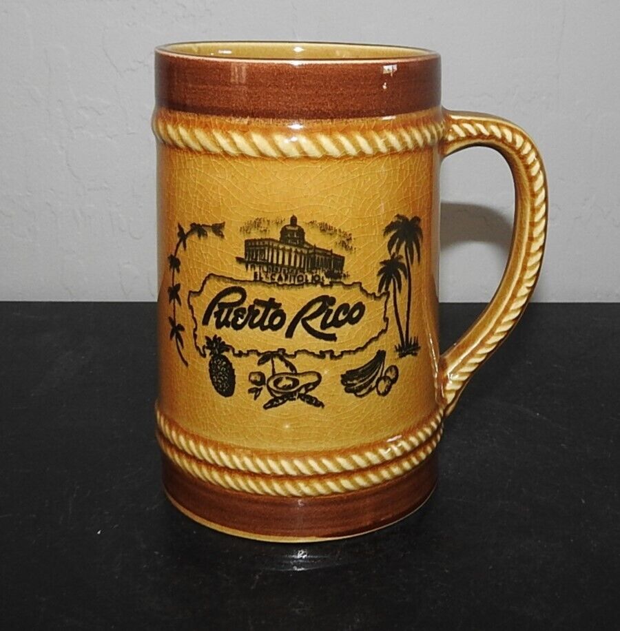 Vintage Puerto Rico Souvenir Ceramic Mug Beer Stein From the 80s or Earlier