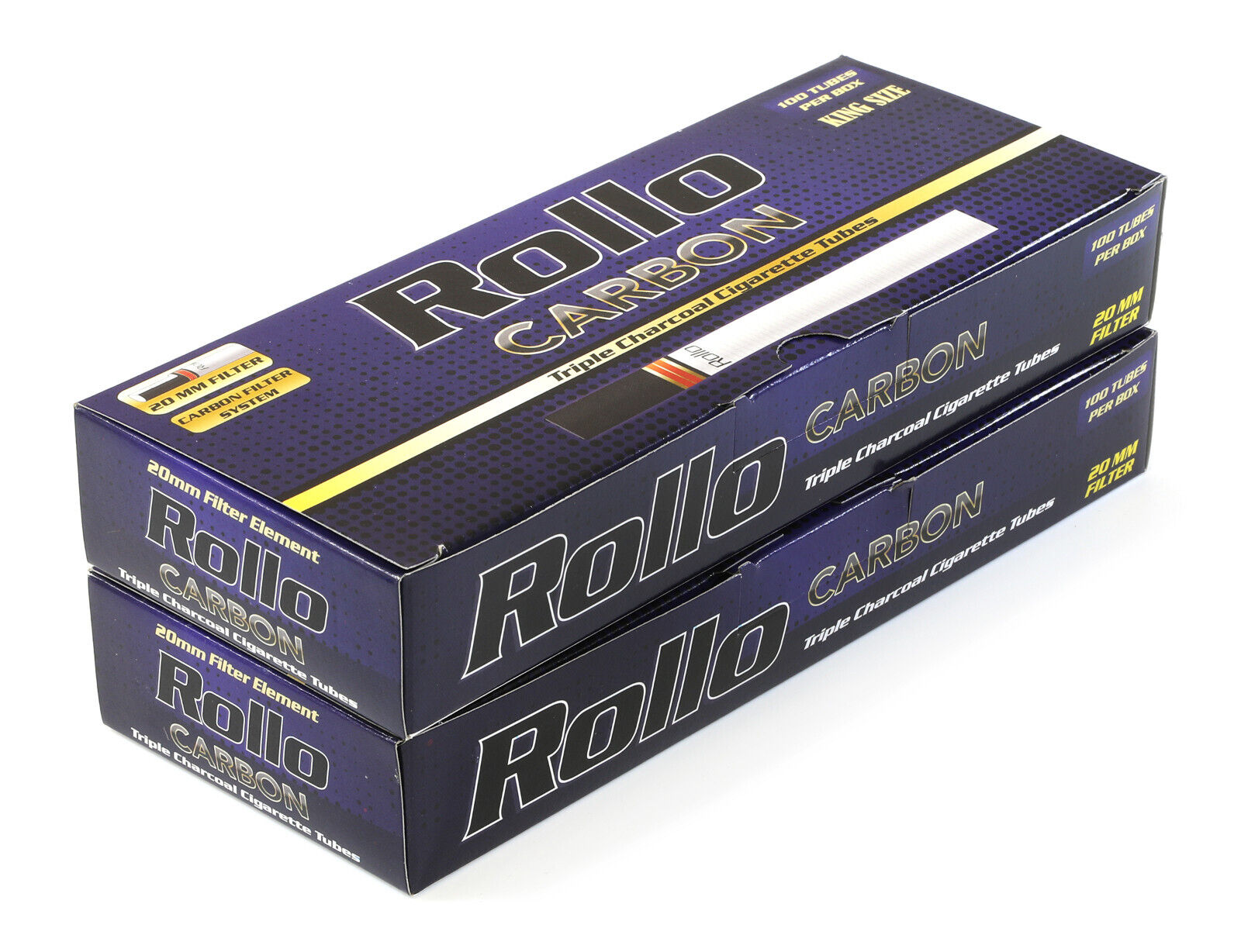 Rollo Triple Carbon Long filter 20mm tubes King Size 84mm - 2x100 or 1 x 200 pcs