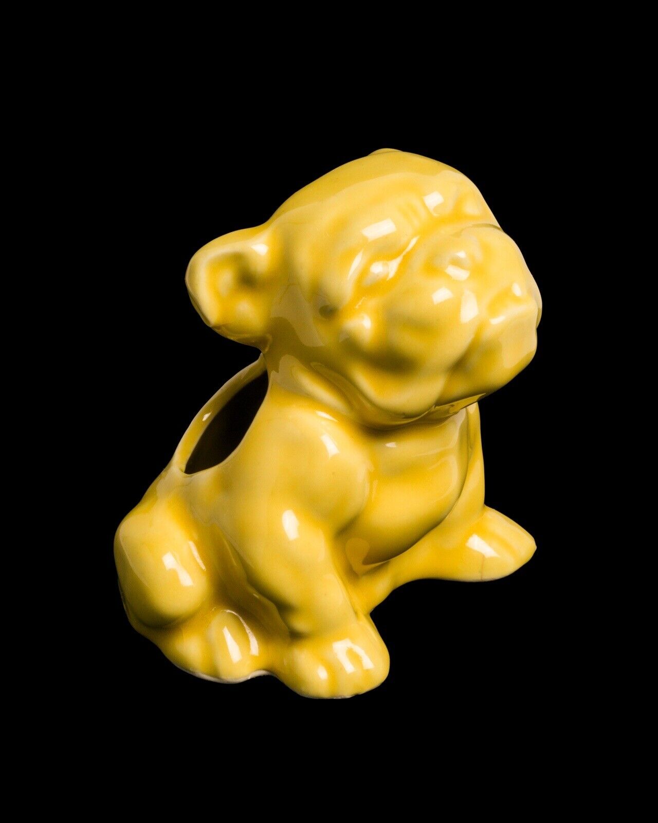 Vintage MCM Morton Pottery Yellow Ceramic Bulldog Planter / Dish, Small — 4”