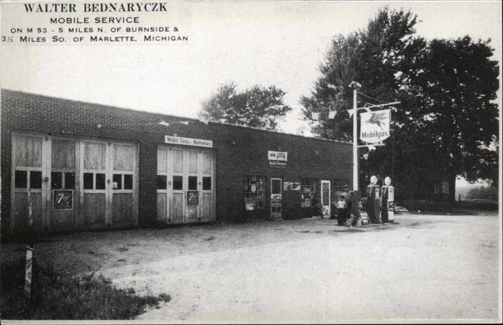 Marlette Michigan MI Bednaryczk Mobile Gas Station Postcard