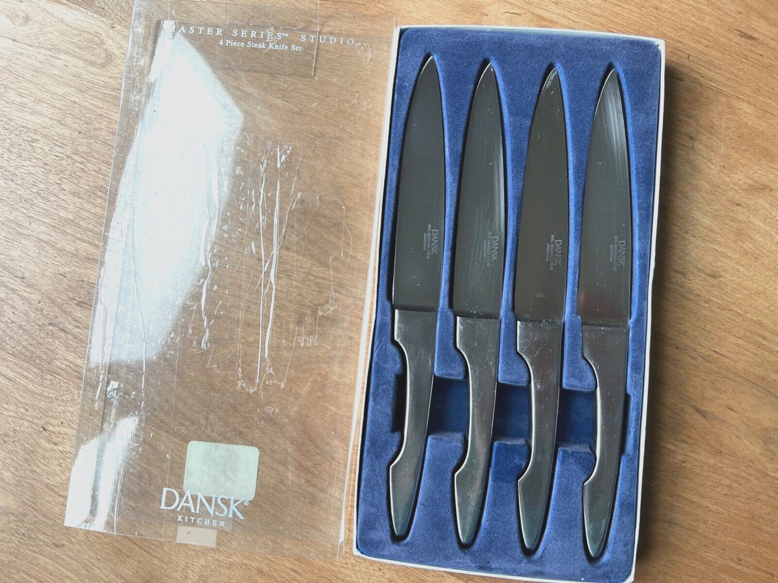 DANSK DESIGNS  MCM 4 modern stainless STEAK KNIVES  MASTER SERIES w/box