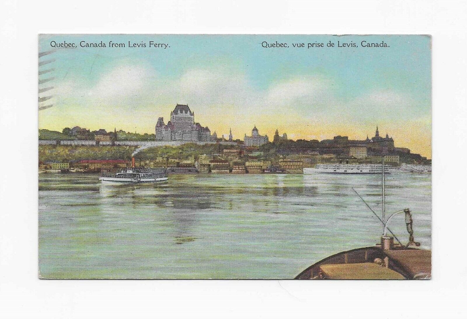 Vintage Postcard ** QUEBEC* CANADA FROM LEVIS FERRY * STEAMBOAT *1929