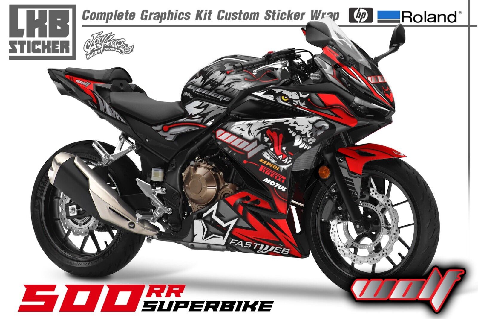 Graphics Decal Kit Wrap Compatible with Honda Cbr 500R 2021  Wolf