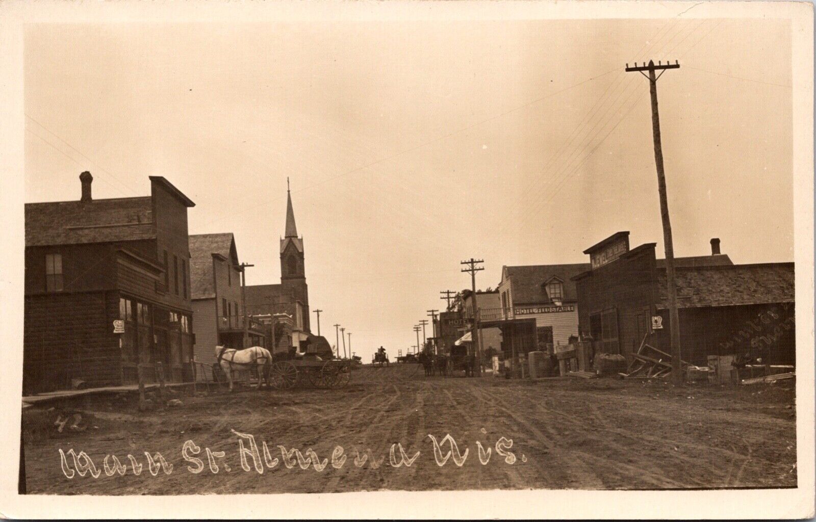 Real Photo Postcard Main Street in Almena, Wisconsin
