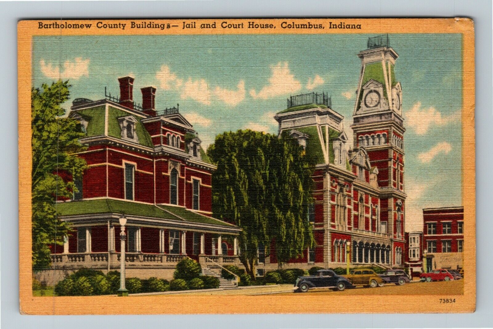 Columbus IN Indiana, Bartholomew County Jail And Courthouse, Vintage Postcard