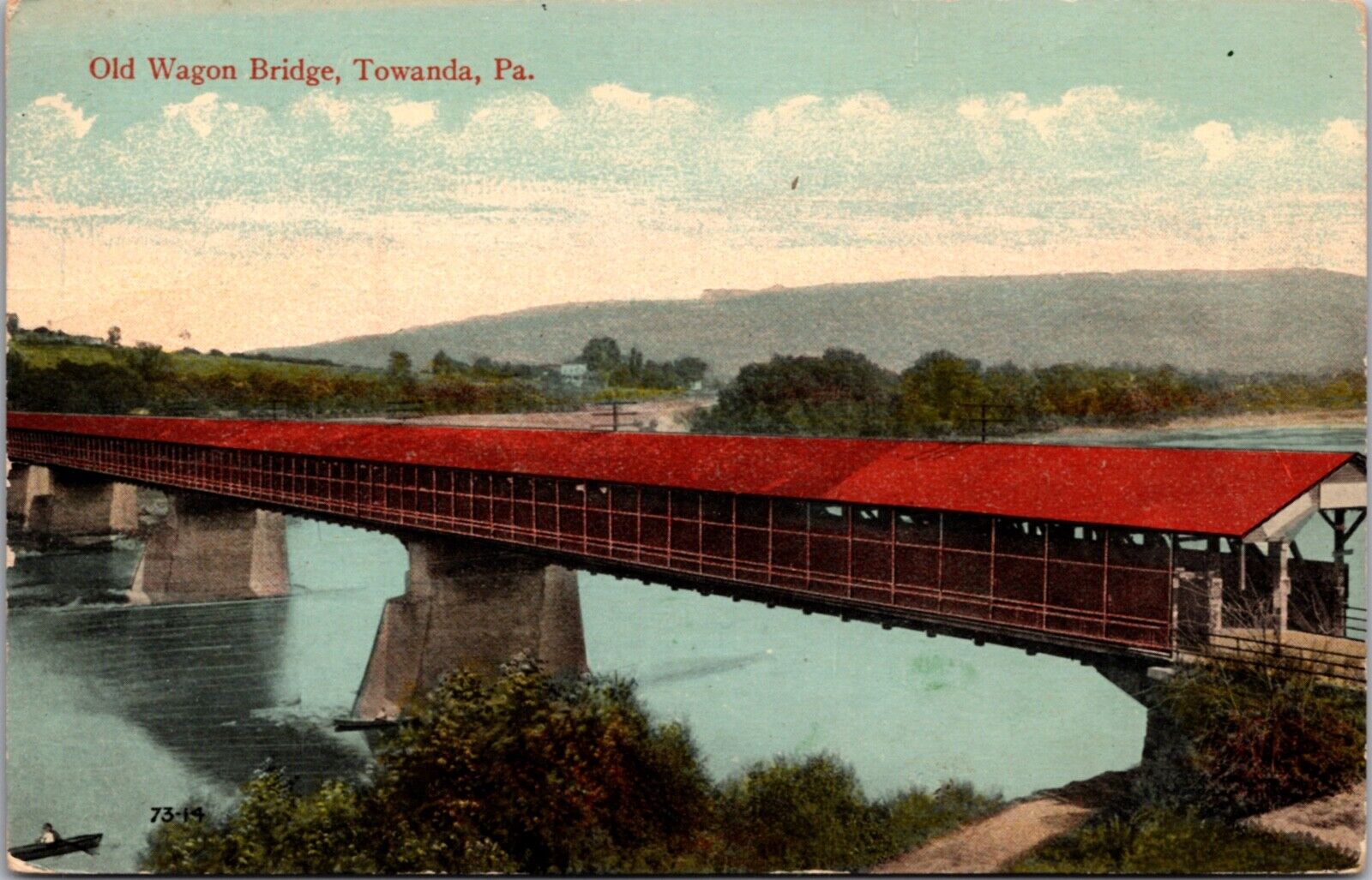 Postcard Old Wagon Bridge in Towanda, Pennsylvania